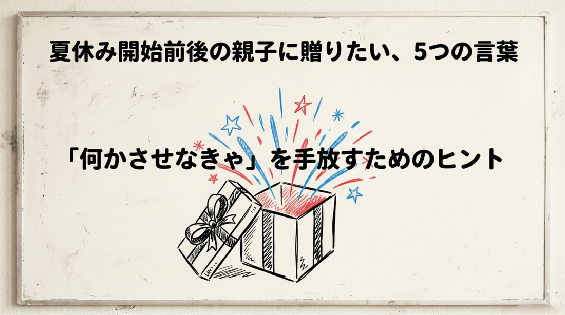 夏休みが憂鬱な親へ。「何かさせなきゃ」を手放す5つの言葉